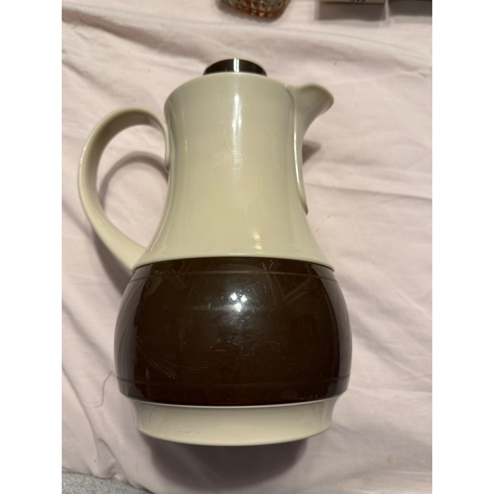 Vintage Thermos No 570 Ingrid Coffee Carafe Pitcher West Germany Cream Brown